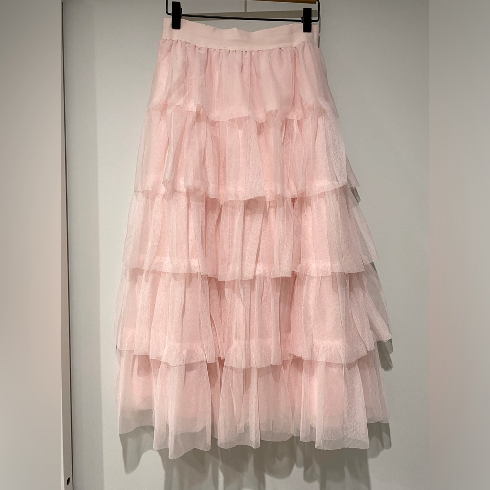 Pink layered tulle ruffle from Saks